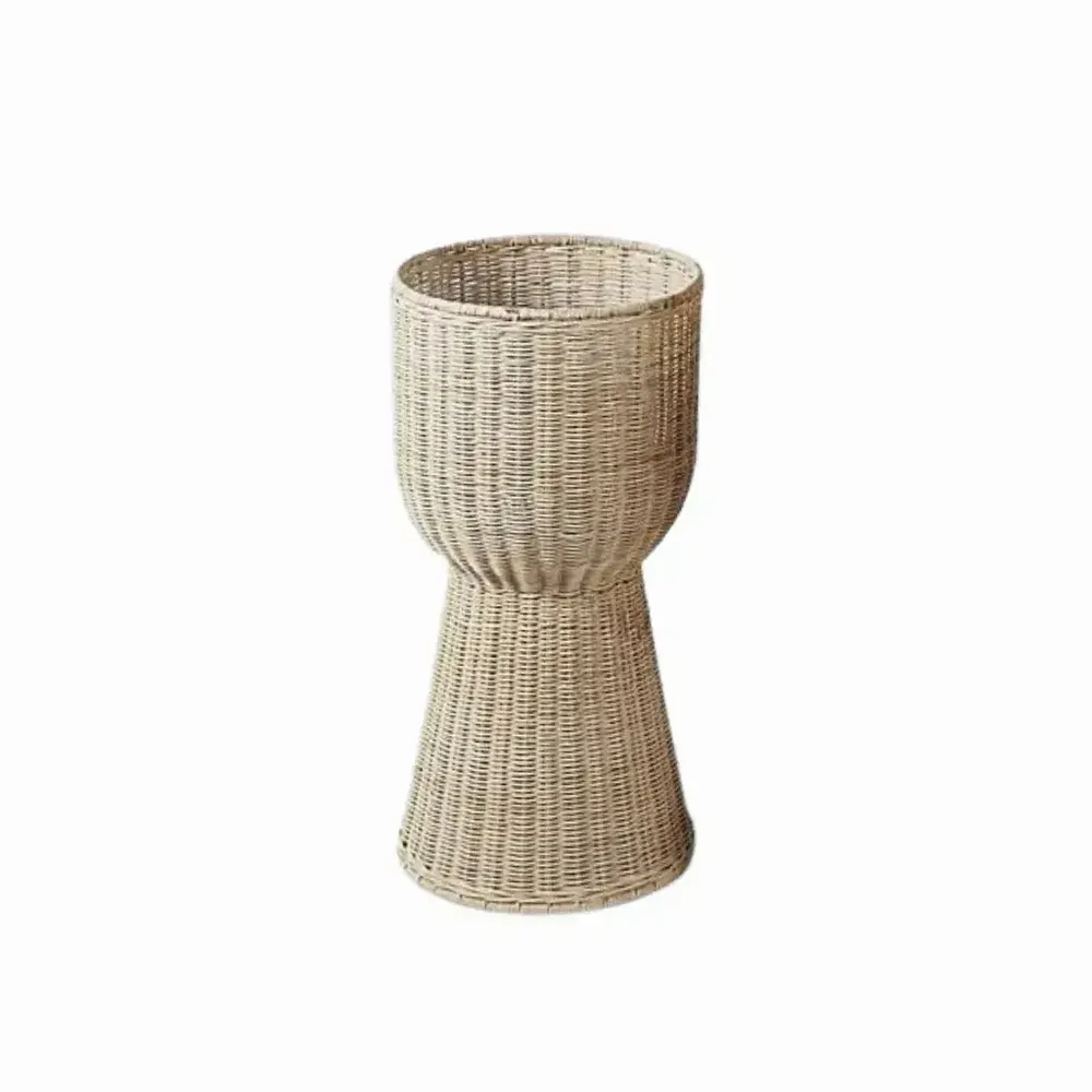 Pots de fleurs - Lot de 2 grands cache- pots sur pied en rotin - FLORENCE - HYDILE