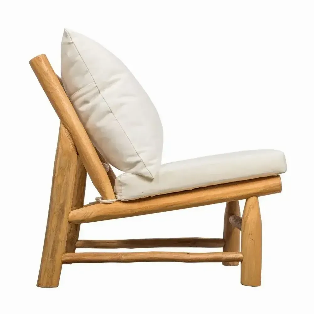 Fauteuils - Fauteuil extérieur en teck avec coussins déperlants et déhoussables - YAGO - HYDILE