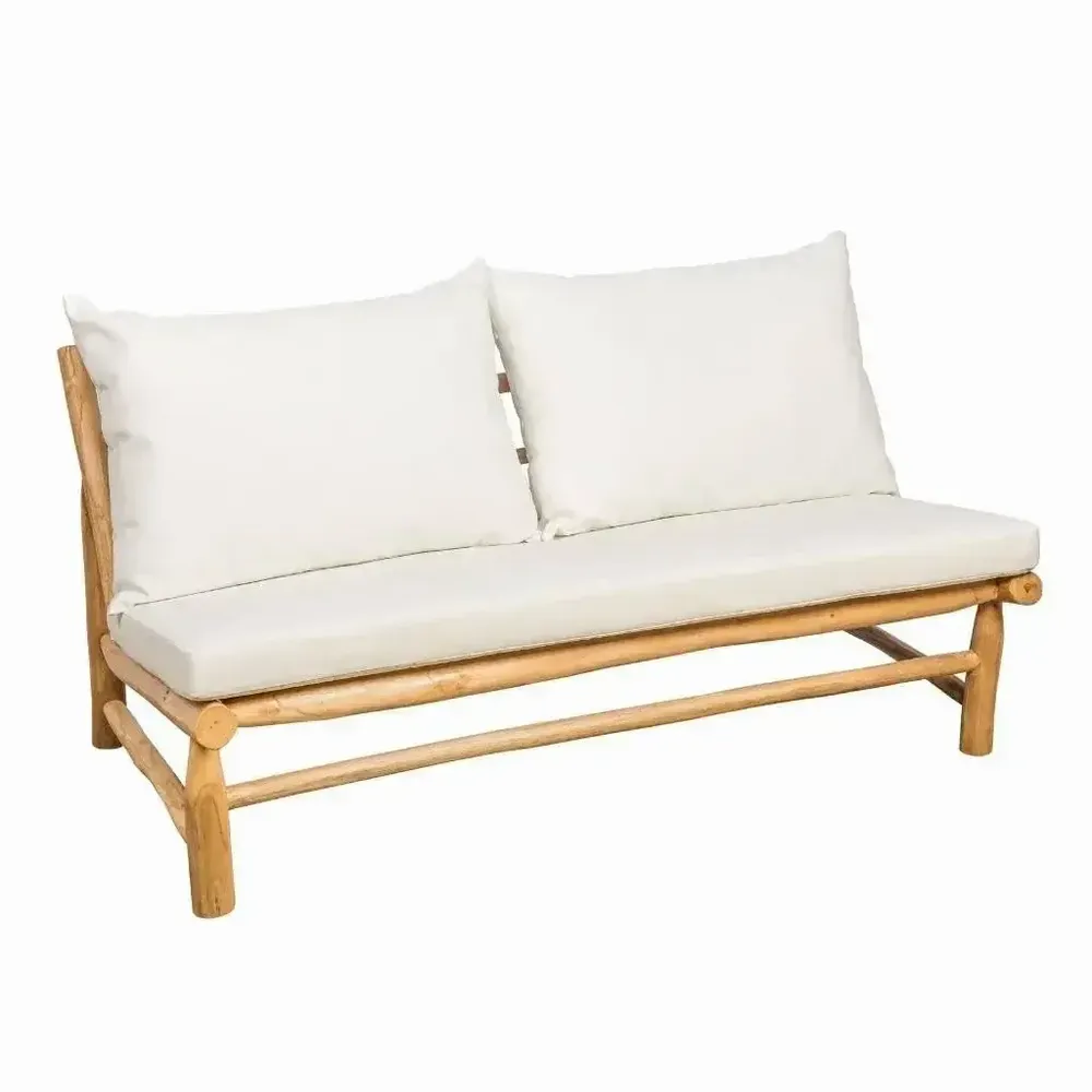 Sofas - Outdoor teak bench with water-repellent, removable cushions - YAGO - HYDILE
