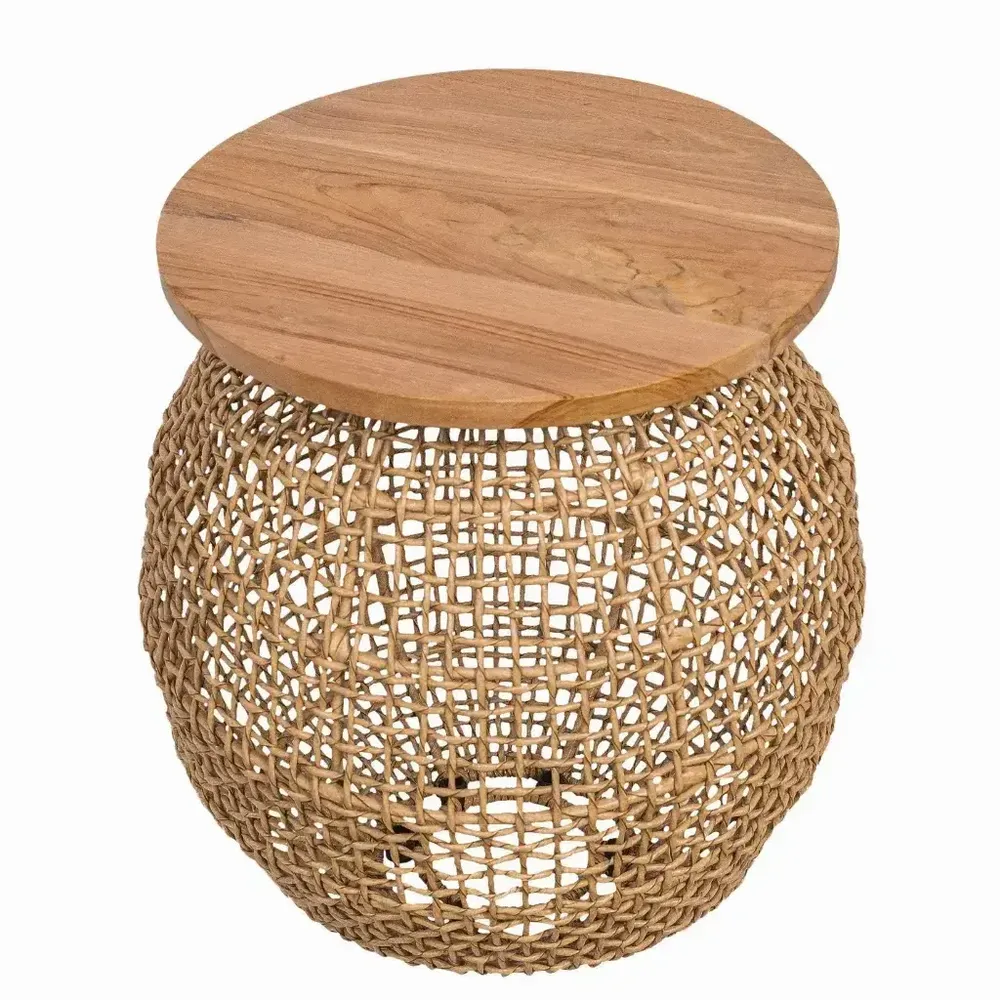 Autres tables - Table en corde et plateau en bois de teck - ANNIE - HYDILE