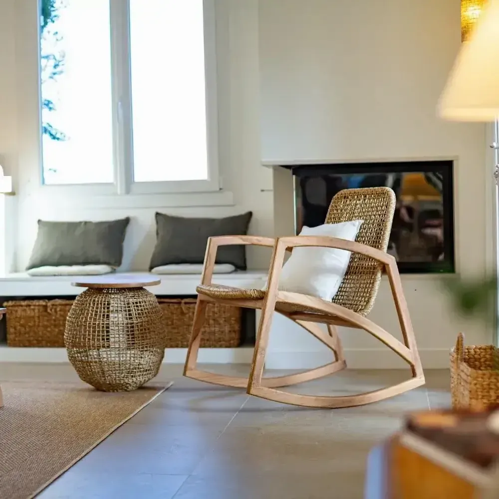 Autres tables - Table en corde et plateau en bois de teck - ANNIE - HYDILE