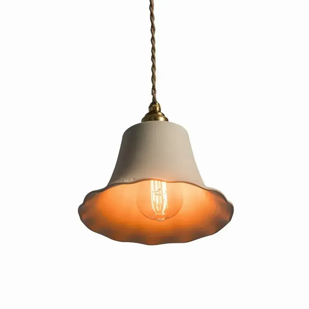Hanging lights - White terracotta pendant light - ELODIE - HYDILE