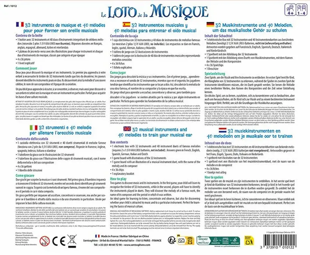 Jeux enfants - LE LOTO DE LA MUSIQUE - SENTOSPHERE