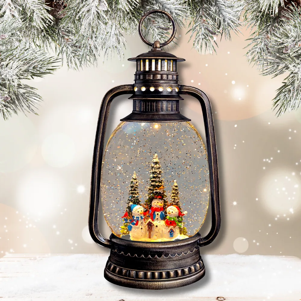 Other Christmas decorations - Christmas LED Bronze Lantern – Snowman Family in Forest, Music - BLUE STAR B.V.