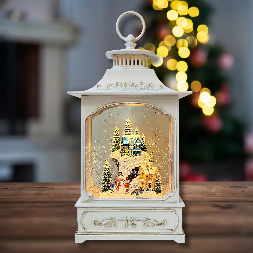 Other Christmas decorations - Christmas LED Lantern Snow Globe – Winter Village Scene (Warm White LED & Music) – DC Option - BLUE STAR B.V.