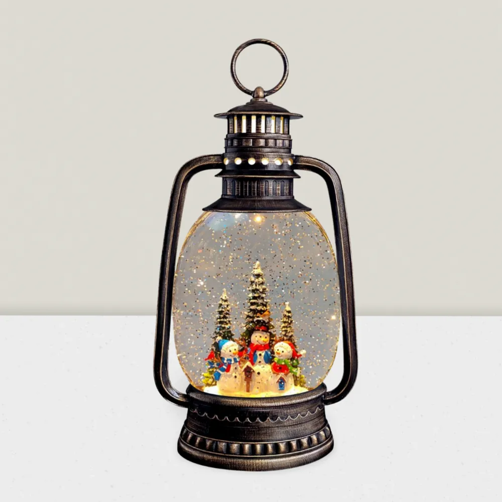 Other Christmas decorations - Christmas LED Bronze Lantern – Snowman Family in Forest, Music - BLUE STAR B.V.