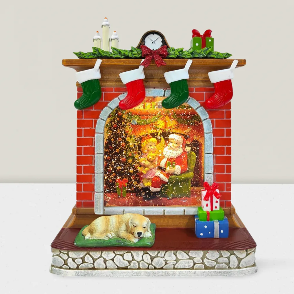 Other Christmas decorations - Christmas LED Fireplace Scene – Santa & Child by the Tree (Warm White LED & Music) – DC Option - BLUE STAR B.V.