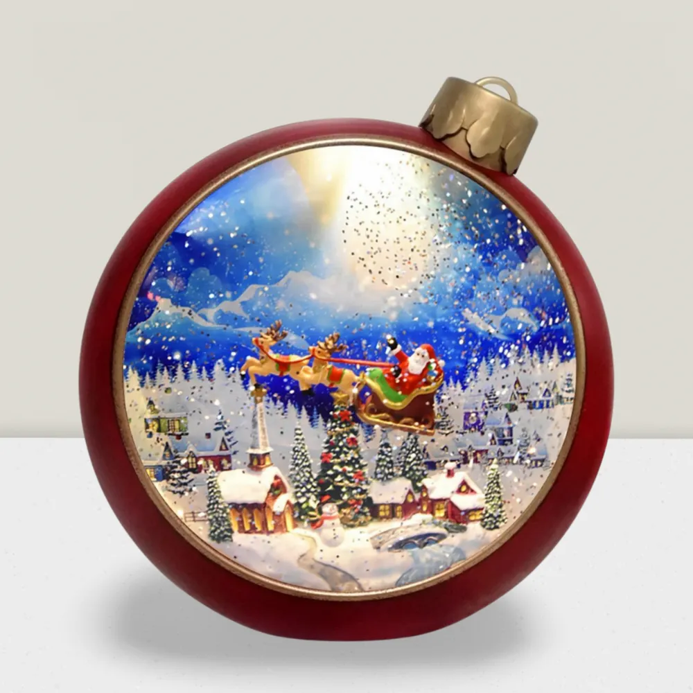 Other Christmas decorations - Christmas LED Ornament Snow Globe – Santa Sleigh Over Winter Village (Warm White LED & Music) – DC Option - BLUE STAR B.V.