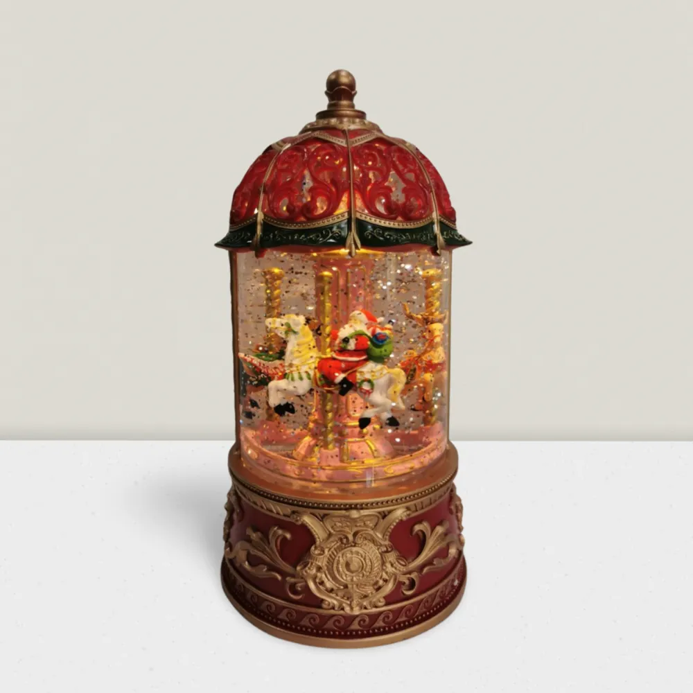 Other Christmas decorations - Christmas LED Carousel Snow Globe – Santa on Horseback (Warm White LED) – Timer & DC Option - BLUE STAR B.V.