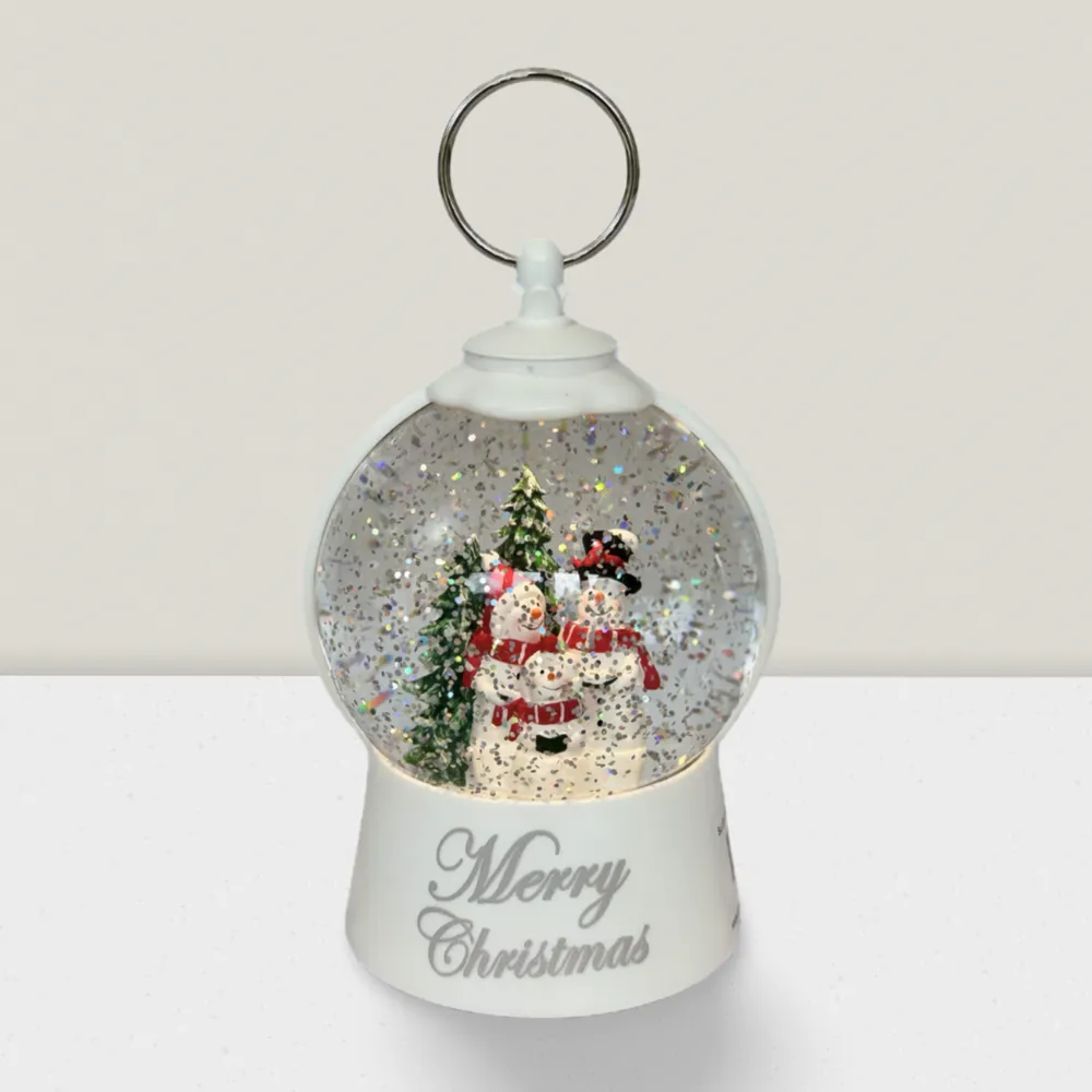 Other Christmas decorations - Christmas LED Snow Lantern – Snowman Family Scene (White “Merry Christmas” Design) – Warm White LED – Timer & DC Option - BLUE STAR B.V.