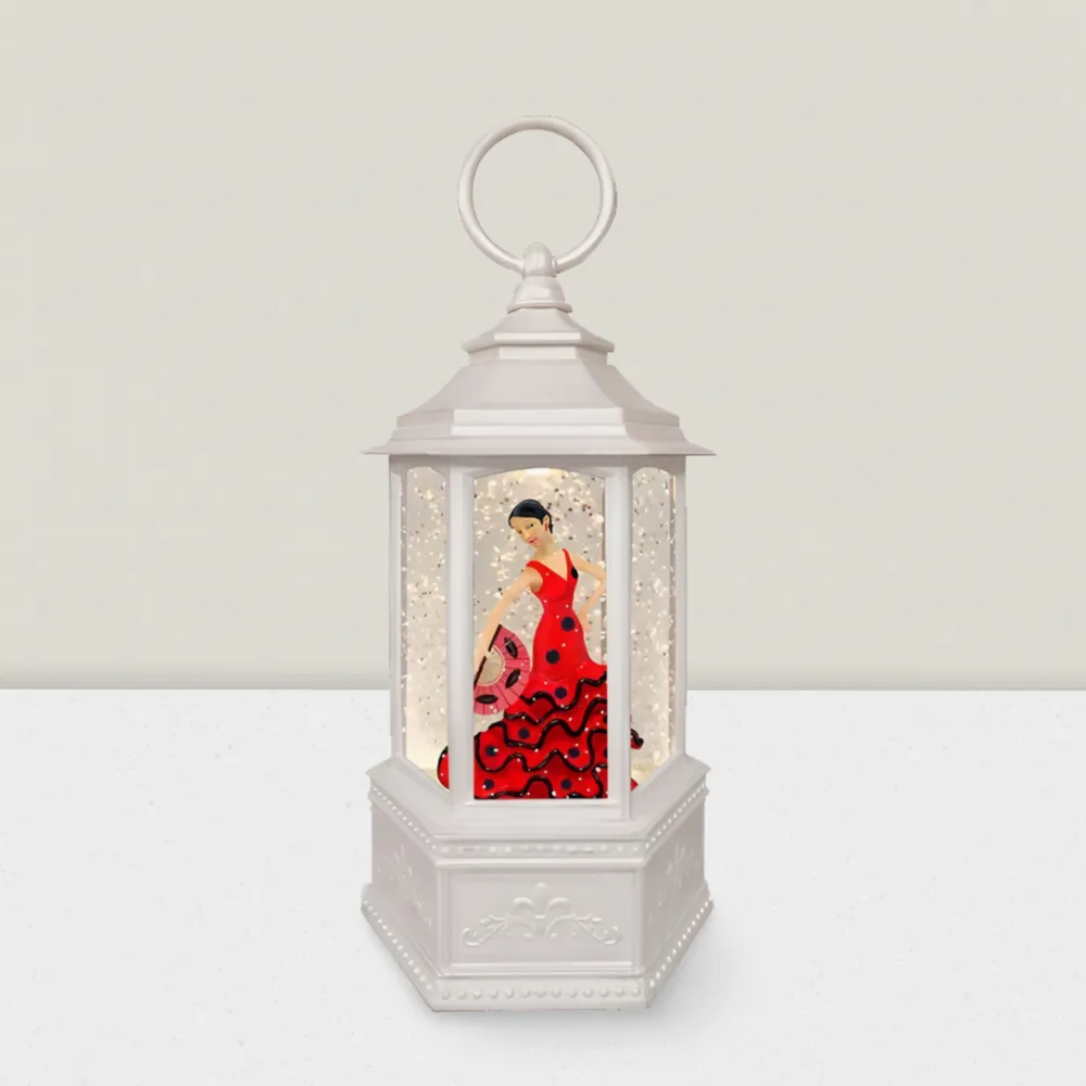 Other Christmas decorations - LED Lantern Snow Globe – Flamenco Dancer in Red Dress (Warm White LED) – Timer & DC Option - BLUE STAR B.V.