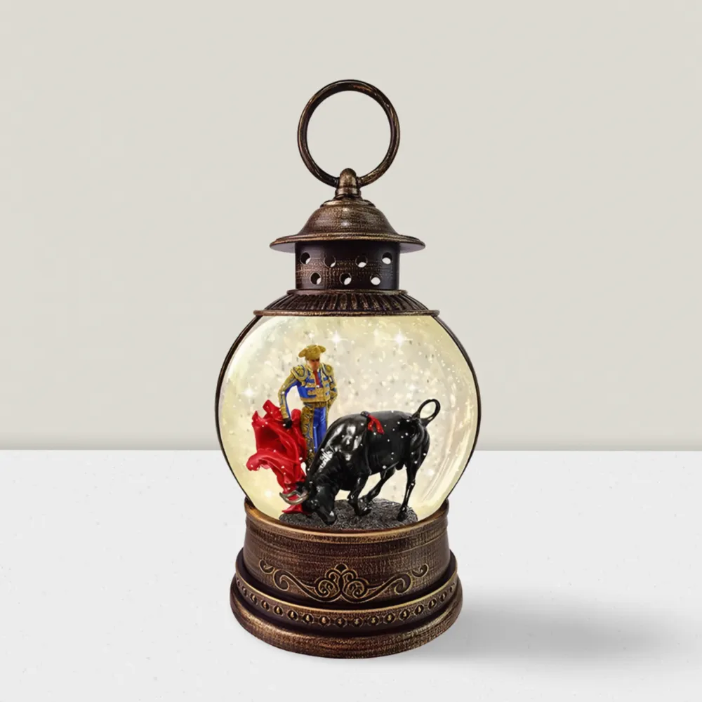 Other Christmas decorations - LED Lantern Snow Globe – Matador & Bull Scene (Warm White LED) – Timer & DC Option - BLUE STAR B.V.