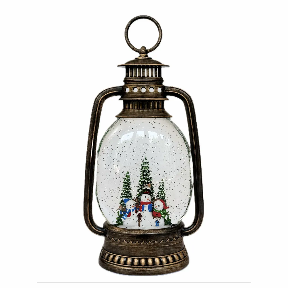 Other Christmas decorations - Christmas LED Bronze Lantern – Snowman Family in Forest, Music - BLUE STAR B.V.