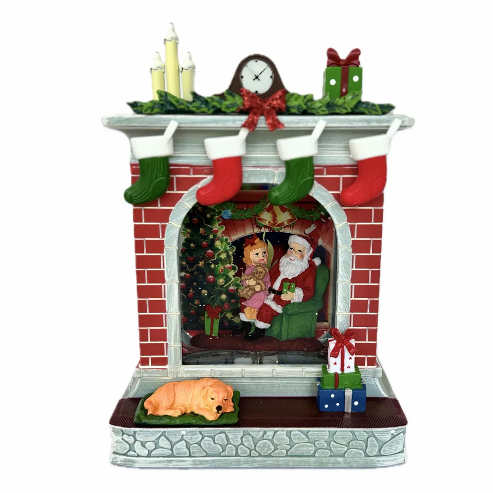 Other Christmas decorations - Christmas LED Fireplace Scene – Santa & Child by the Tree (Warm White LED & Music) – DC Option - BLUE STAR B.V.