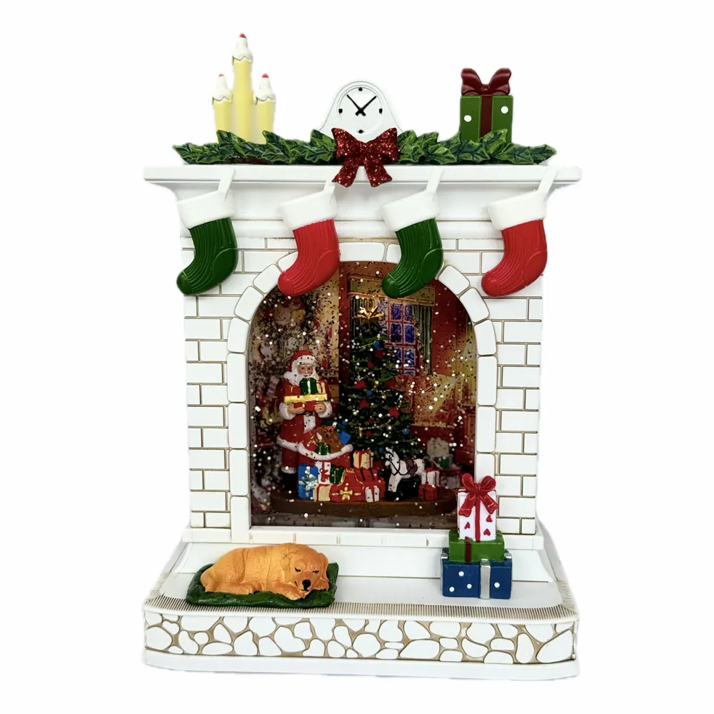 Other Christmas decorations - Christmas LED Fireplace Scene – Santa Delivering Gifts (Warm White LED & Music) – DC Option - BLUE STAR B.V.