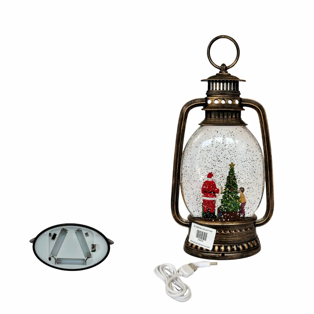 Autres décorations de Noël - Lanterne de Noël LED Bronze – Père Noël & Enfant, Musique - BLUE STAR B.V.