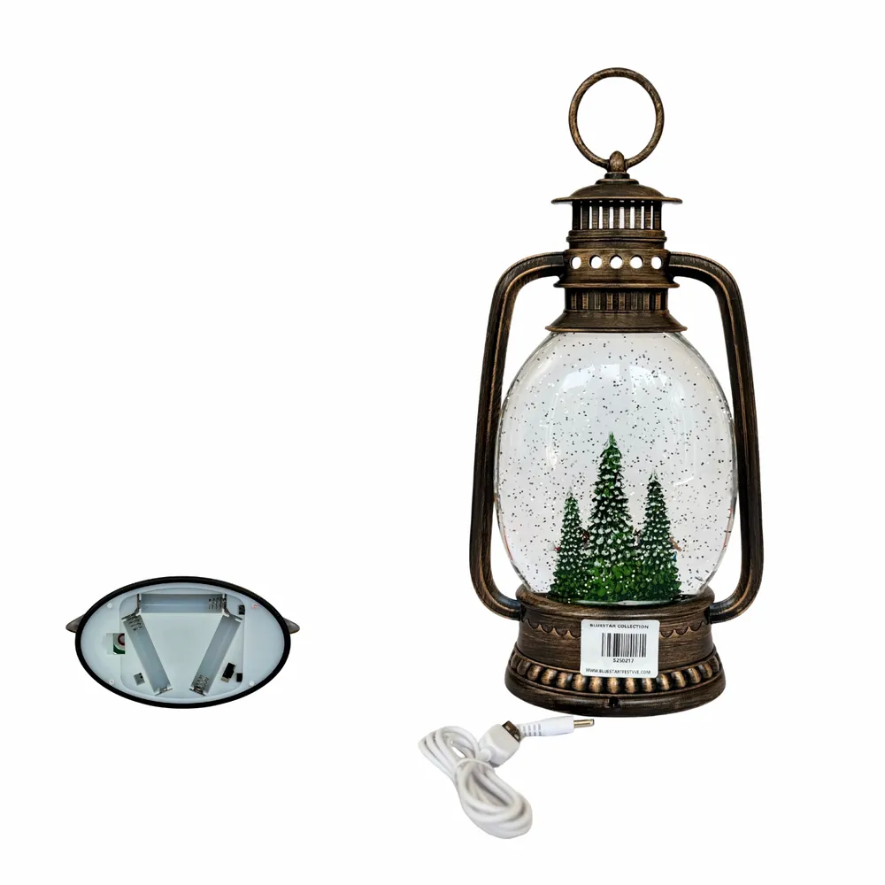 Other Christmas decorations - Christmas LED Bronze Lantern – Snowman Family in Forest, Music - BLUE STAR B.V.