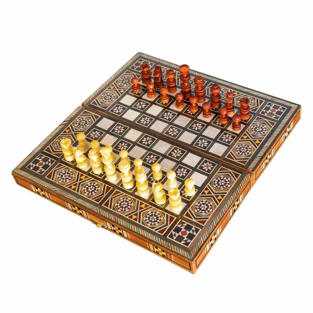 Gifts - Lemon Tree Backgammon & Chess Small Set - MAISON ROSHI - LUXURY ENTERTAINMENT CABINETS