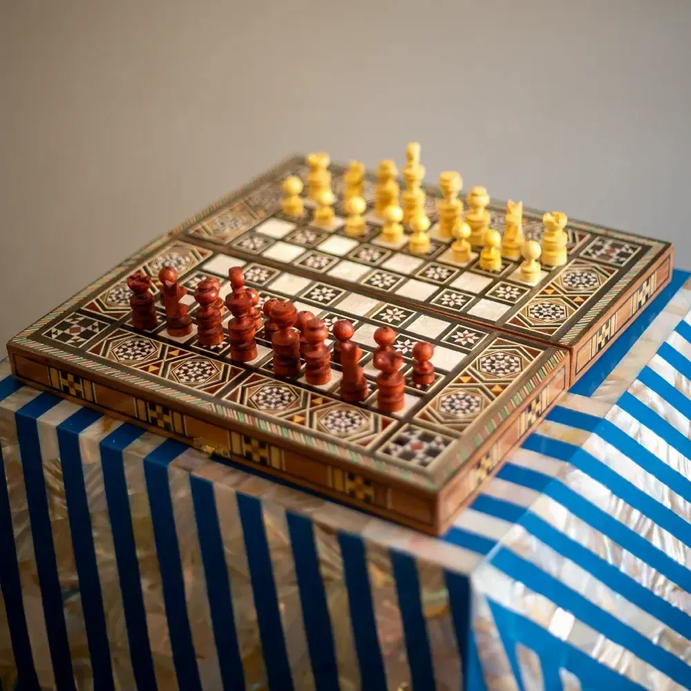 Gifts - Lemon Tree Backgammon & Chess Medium Set - MAISON ROSHI - LUXURY ENTERTAINMENT CABINETS