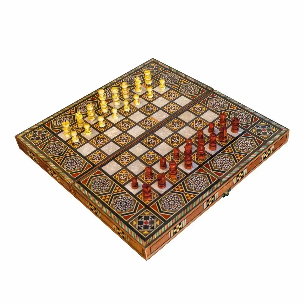 Gifts - Lemon Tree Backgammon & Chess Medium Set - MAISON ROSHI - LUXURY ENTERTAINMENT CABINETS