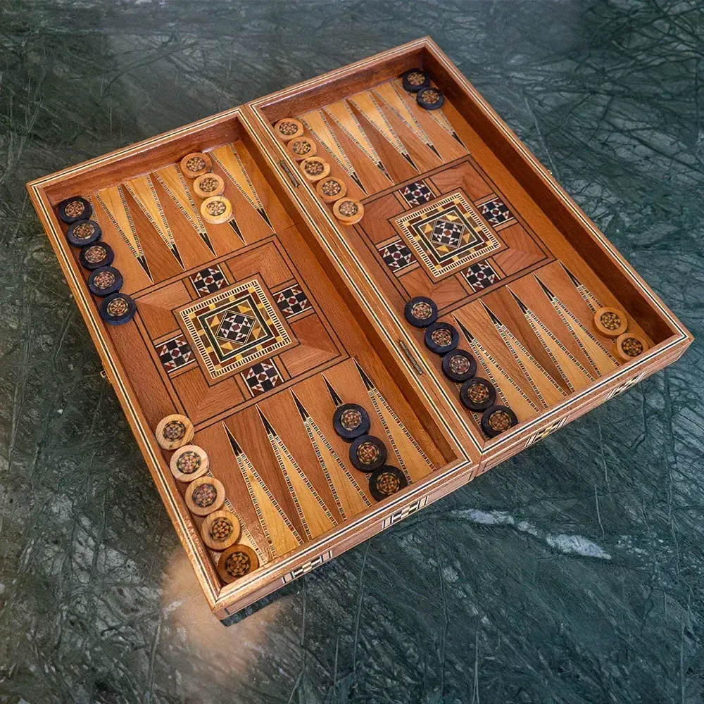 Gifts - Lemon Tree Backgammon & Chess Large Set - MAISON ROSHI - LUXURY ENTERTAINMENT CABINETS