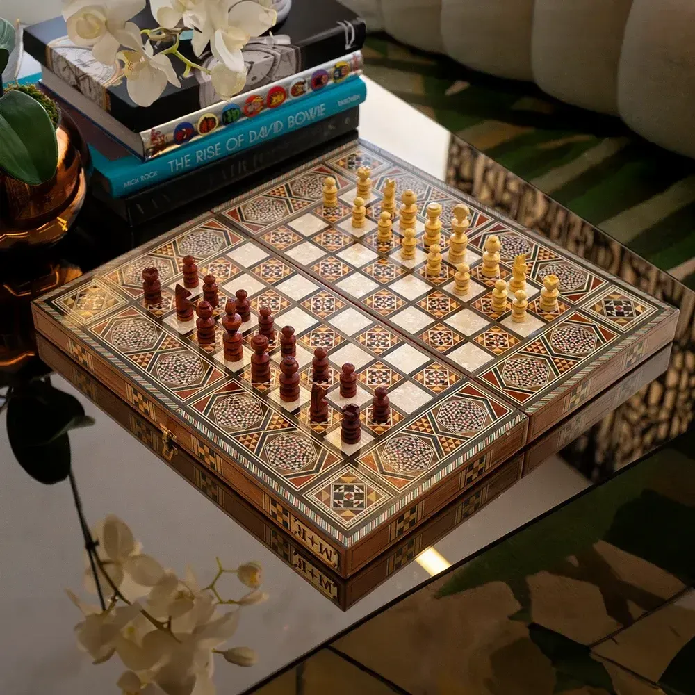 Gifts - Lemon Tree Backgammon & Chess Large Set - MAISON ROSHI - LUXURY ENTERTAINMENT CABINETS