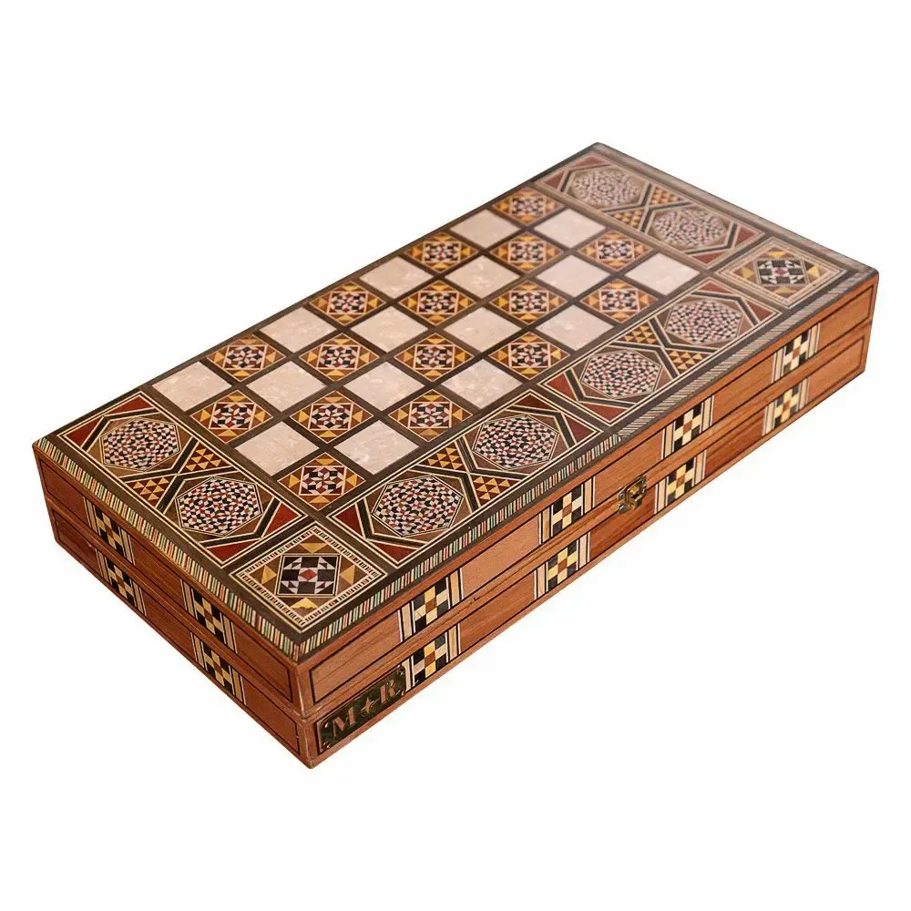 Gifts - Lemon Tree Backgammon & Chess Large Set - MAISON ROSHI - LUXURY ENTERTAINMENT CABINETS