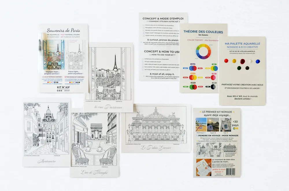 Gifts - Nomad Watercolor Kit - Souvenirs of Paris (all included) | Kit n' Kif - ATELIER MANDALA