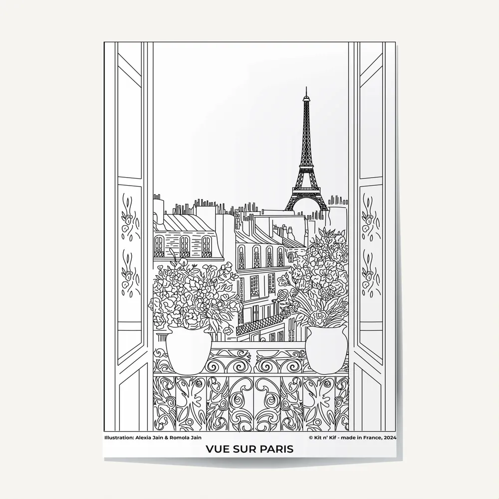Cadeaux - Affiche à Peindre A4 – Vue sur Paris (beaux-arts) | kit n’ kif ® - ATELIER MANDALA