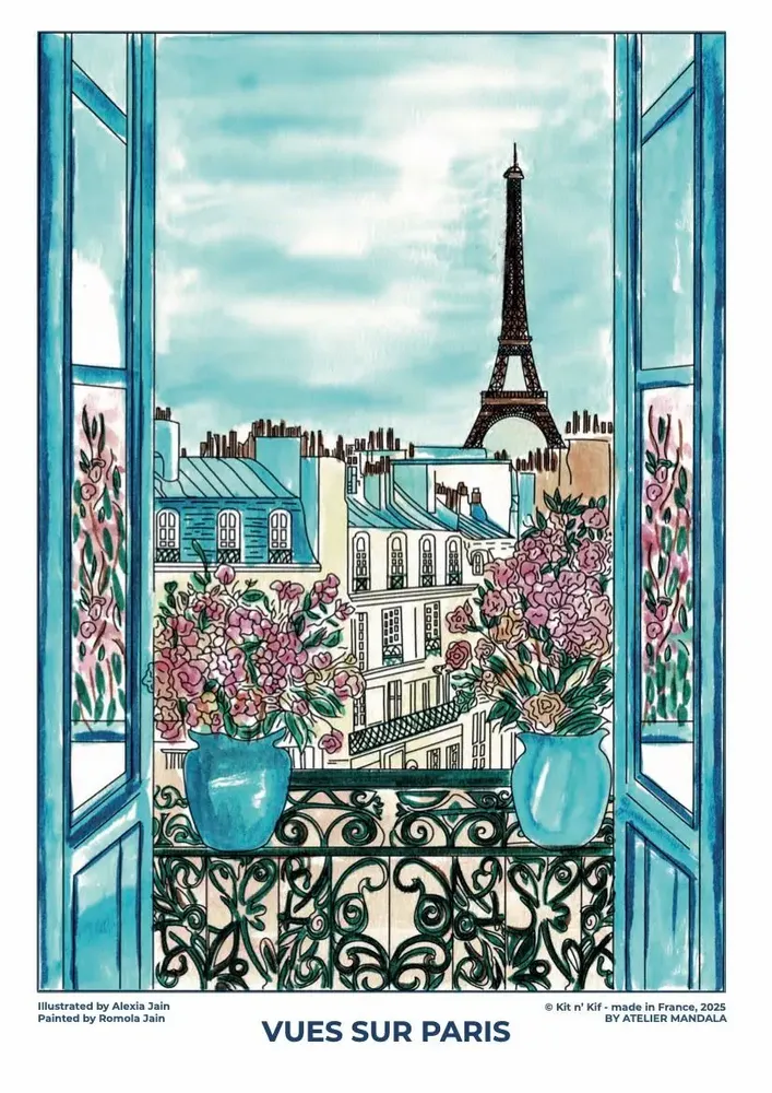 Cadeaux - Affiche à Peindre A4 – Vue sur Paris (beaux-arts) | kit n’ kif ® - ATELIER MANDALA