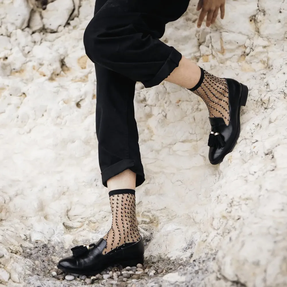 Gifts - Crescent Dunes Black 36-38 : polka-dot transparent socks - ATELIER ST EUSTACHE