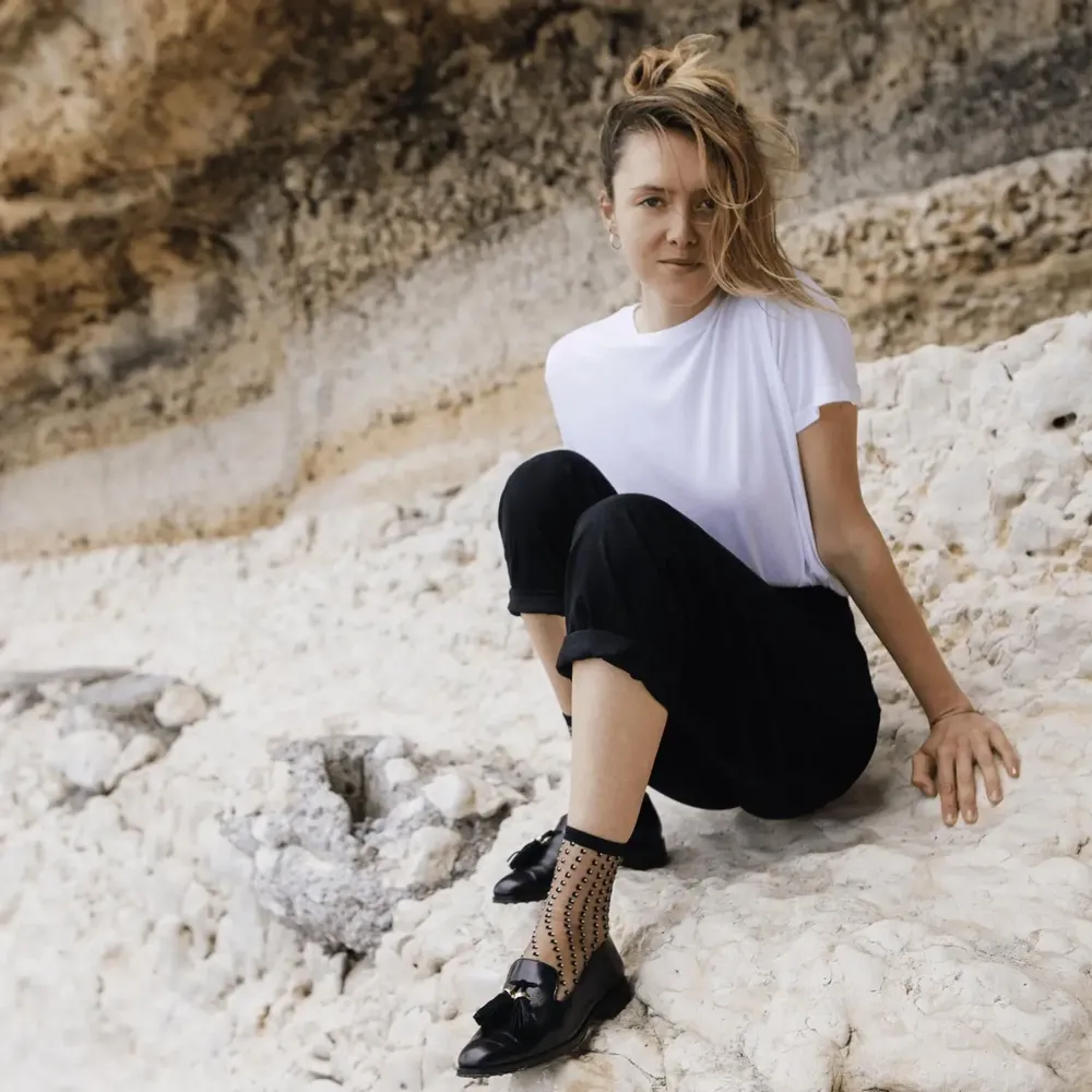 Gifts - Crescent Dunes Black 36-38 : polka-dot transparent socks - ATELIER ST EUSTACHE