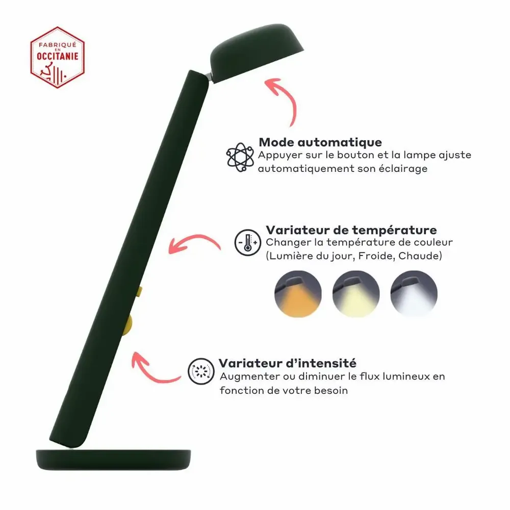 Objets design - Lampe Polux - Vert forêt & Jaune - LUMINAIRES POLUX