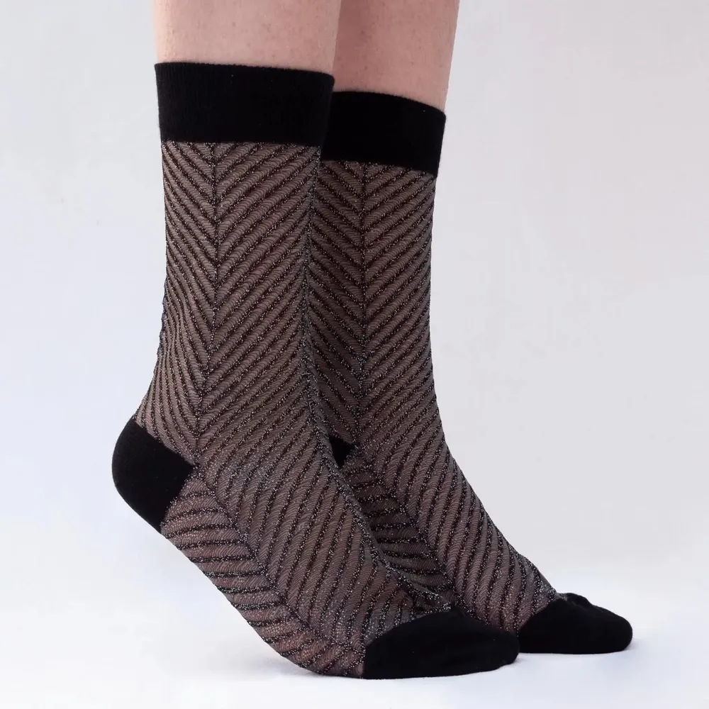 Cadeaux - Sapin Argentée 36-38 : chaussettes transparentes paillettées - ATELIER ST EUSTACHE