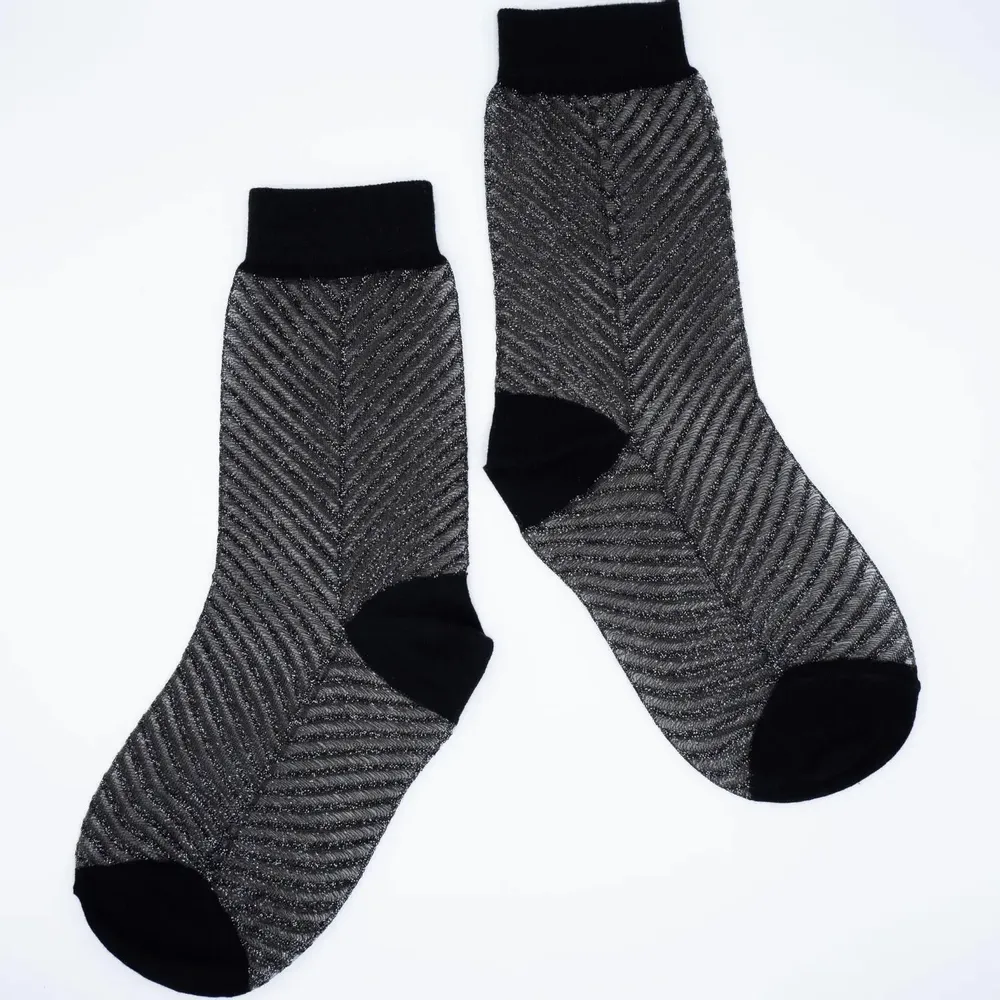 Cadeaux - Sapin Argentée 36-38 : chaussettes transparentes paillettées - ATELIER ST EUSTACHE