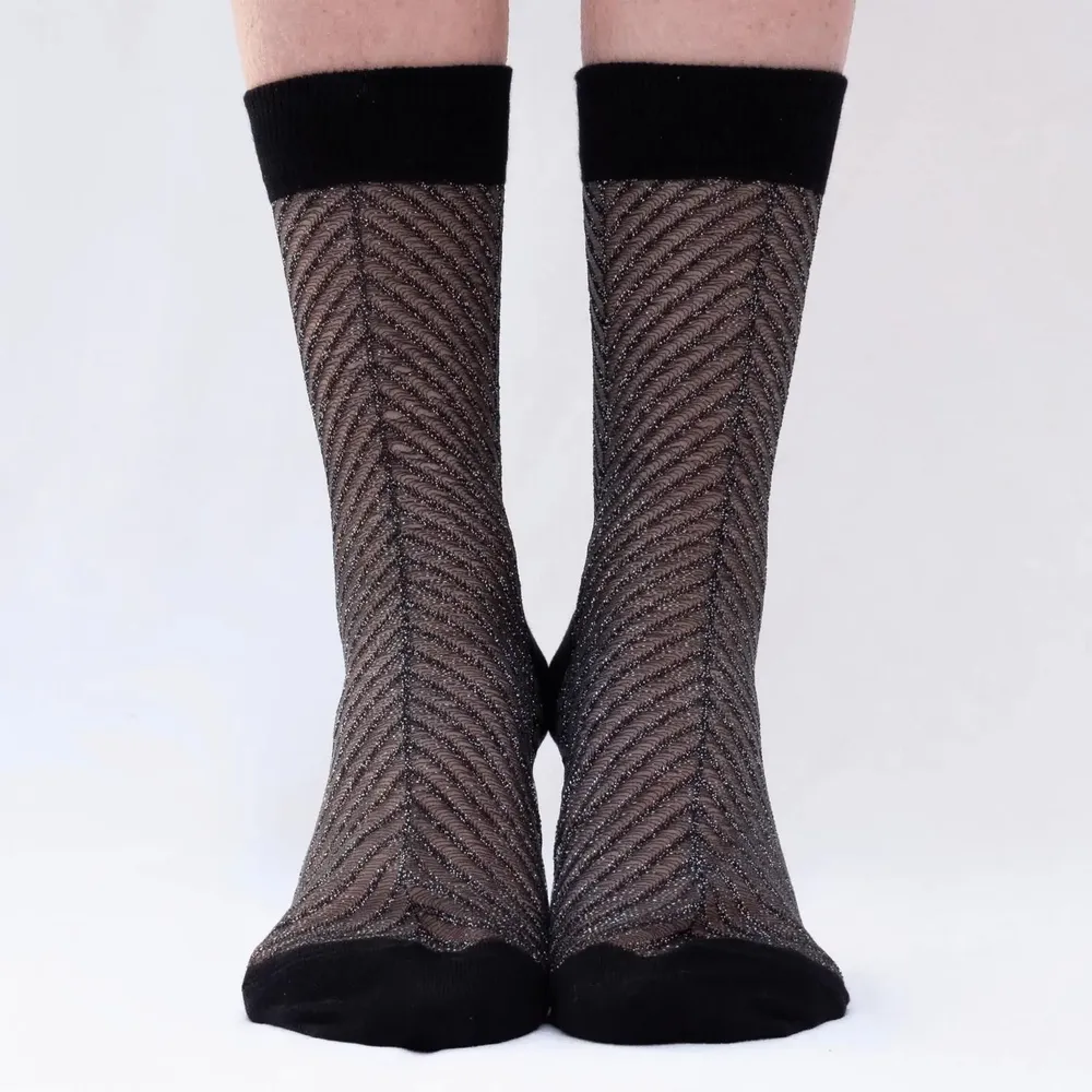 Cadeaux - Sapin Argentée 36-38 : chaussettes transparentes paillettées - ATELIER ST EUSTACHE