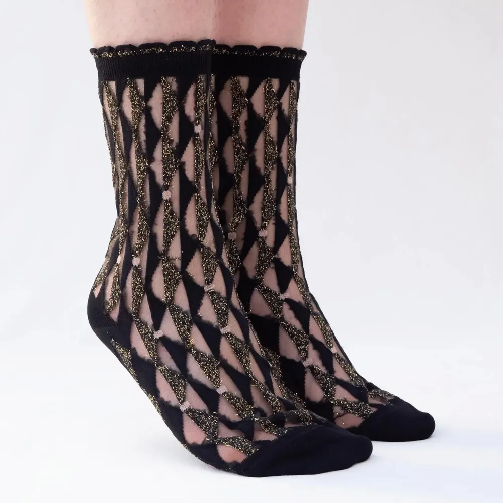 Cadeaux - Arlecchino Dorée 36-38 : chaussettes transparentes fêtes - ATELIER ST EUSTACHE