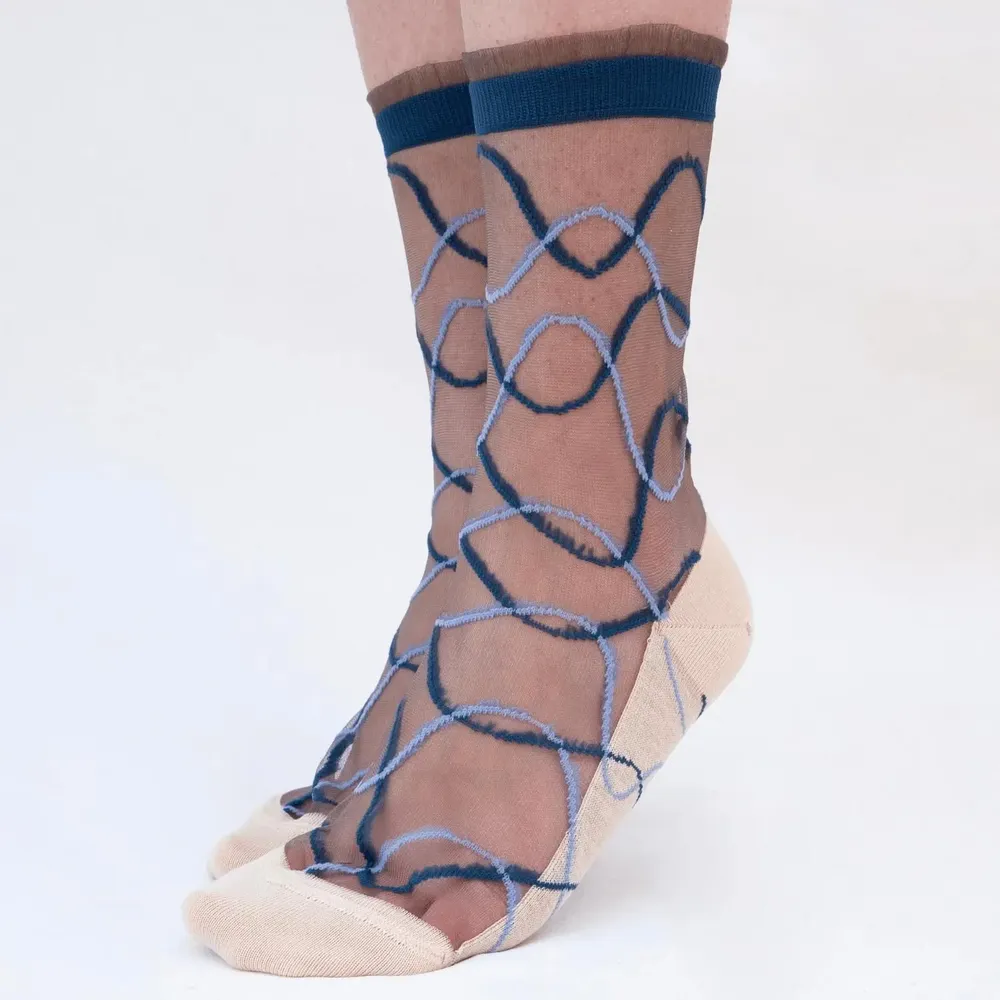 Gifts - Riflessi Bleue 36-38 : curved-line transparent socks - ATELIER ST EUSTACHE