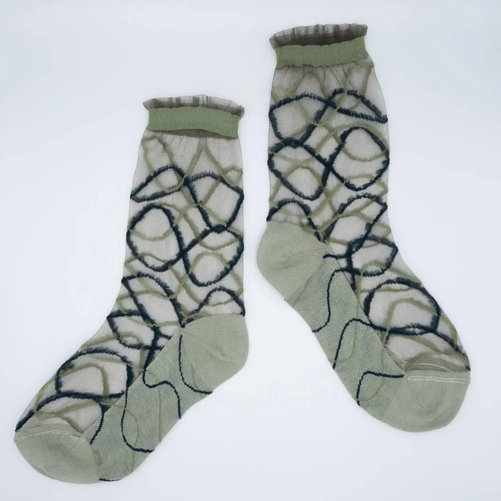 Cadeaux - Riflessi Sauge 36-38 : chaussettes transparentes à courbes - ATELIER ST EUSTACHE