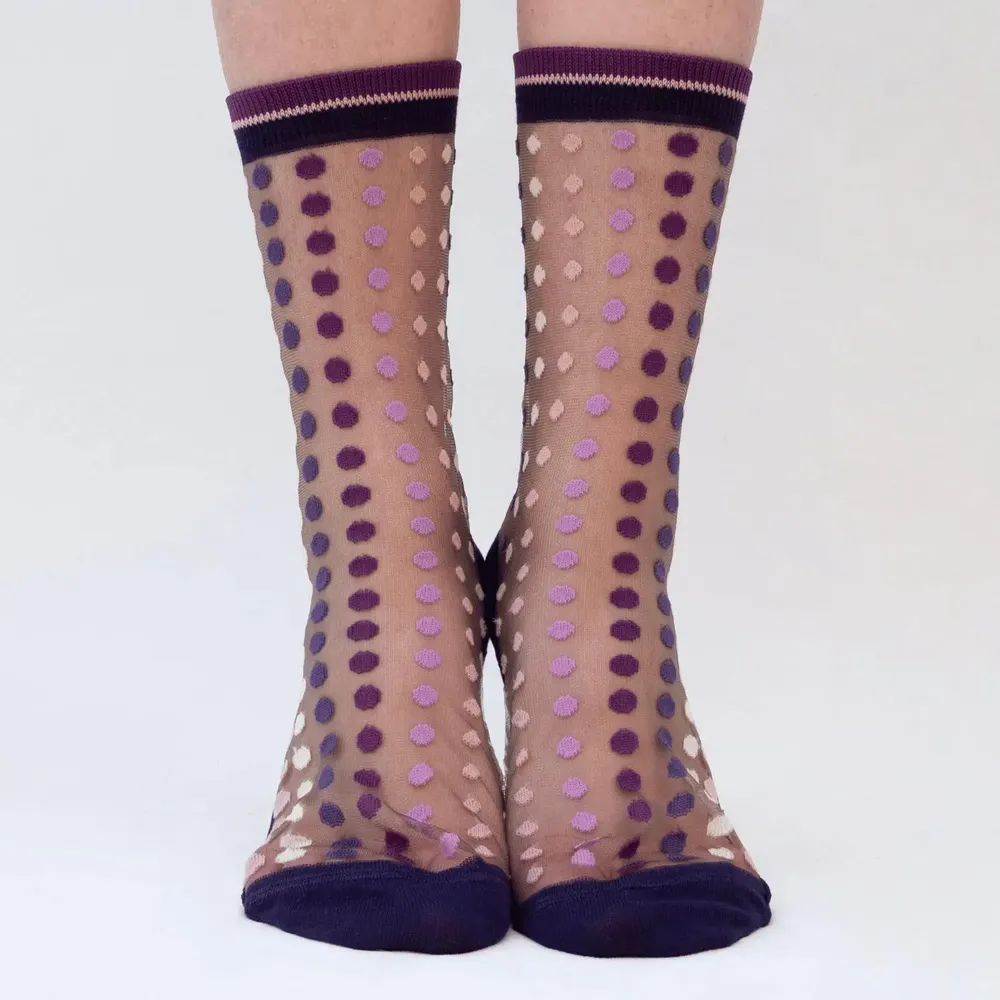 Gifts - Vetrata Violette 39-41 : colorful polka-dot transparent socks - ATELIER ST EUSTACHE