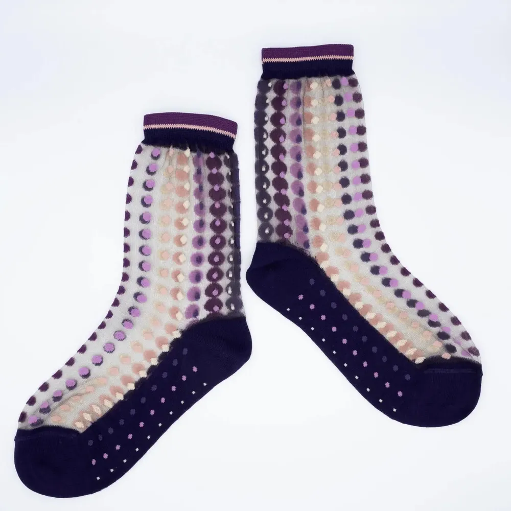 Gifts - Vetrata Violette 39-41 : colorful polka-dot transparent socks - ATELIER ST EUSTACHE