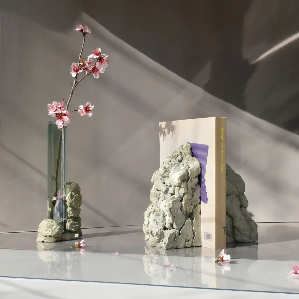 Sculptures, statuettes and miniatures - Catharsis Bookends – Set of Two Stone Sculptures, Sage Green - COKI