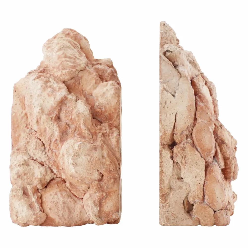 Sculptures, statuettes and miniatures - Catharsis Bookends – Set of Two Stone Sculptures, Dusty Coral - COKI
