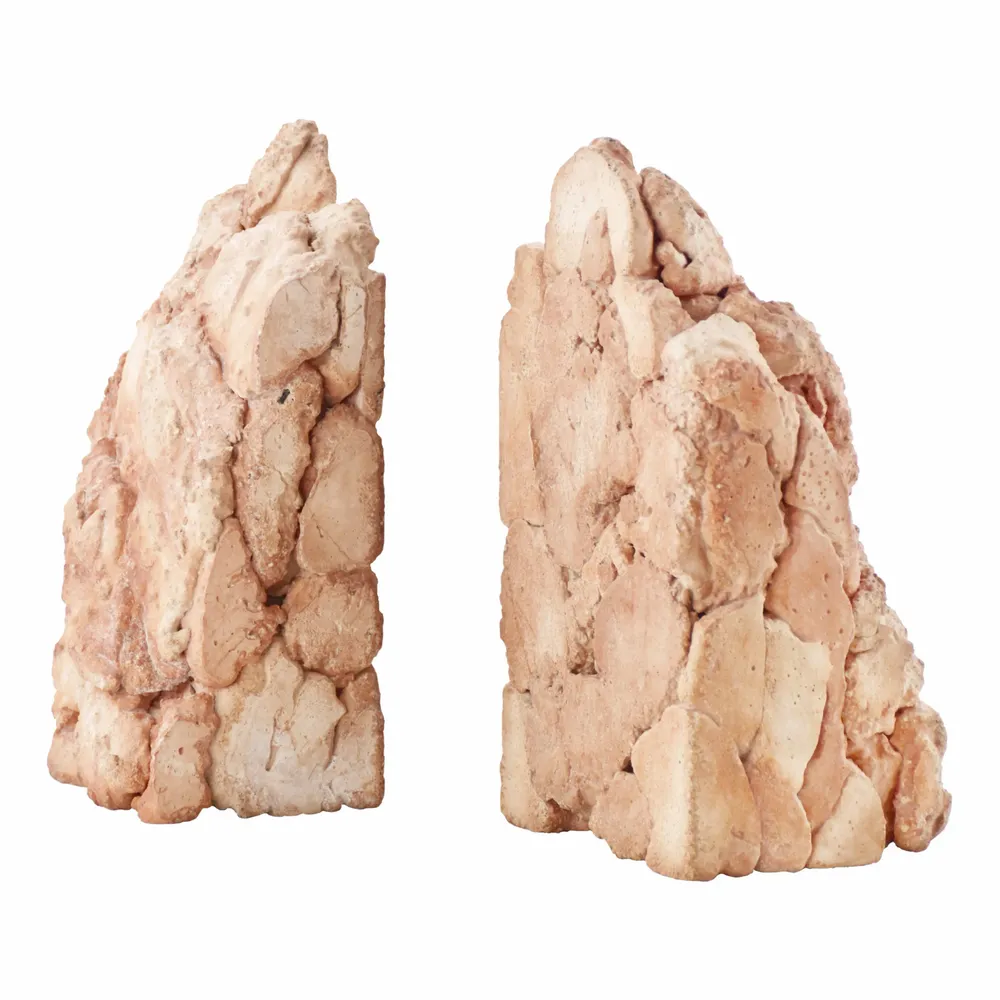 Sculptures, statuettes and miniatures - Catharsis Bookends – Set of Two Stone Sculptures, Dusty Coral - COKI