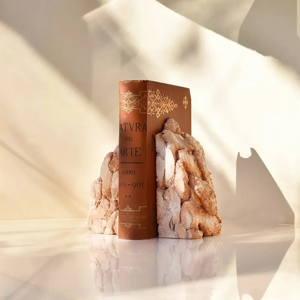 Sculptures, statuettes and miniatures - Catharsis Bookends – Set of Two Stone Sculptures, Dusty Coral - COKI