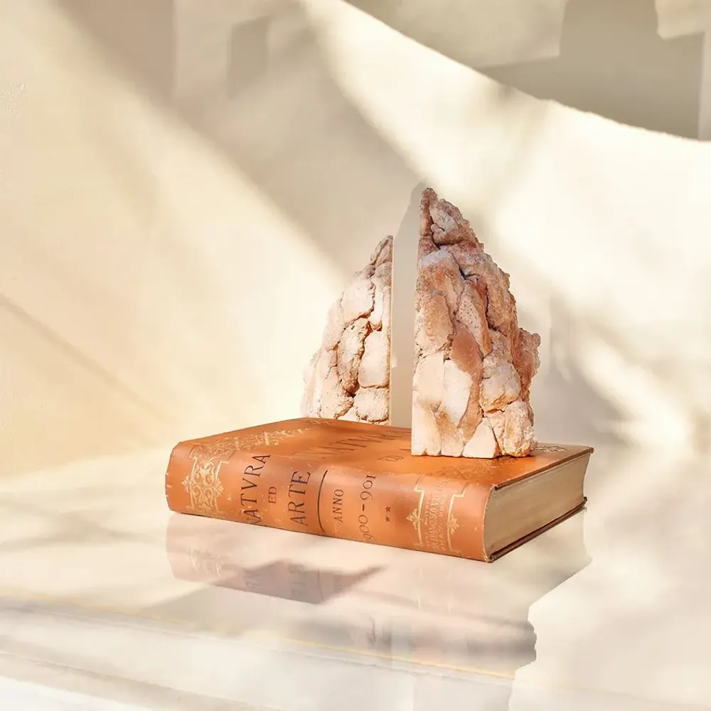 Sculptures, statuettes and miniatures - Catharsis Bookends – Set of Two Stone Sculptures, Dusty Coral - COKI