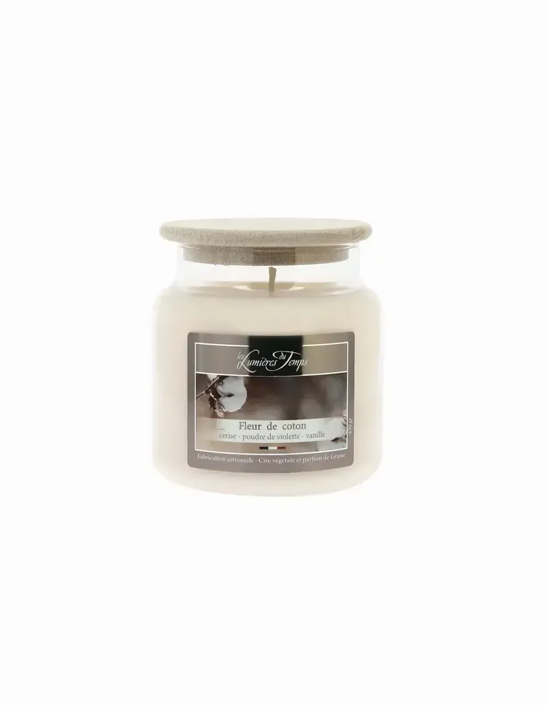 Candles - Colored Wax Candle 430 g Cotton Flower - LES LUMIERES DU TEMPS