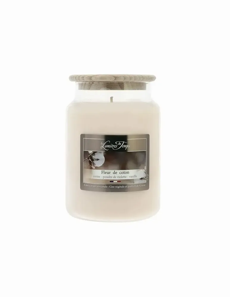 Candles - Colored Wax Candle 670 g Cotton Flower - LES LUMIERES DU TEMPS
