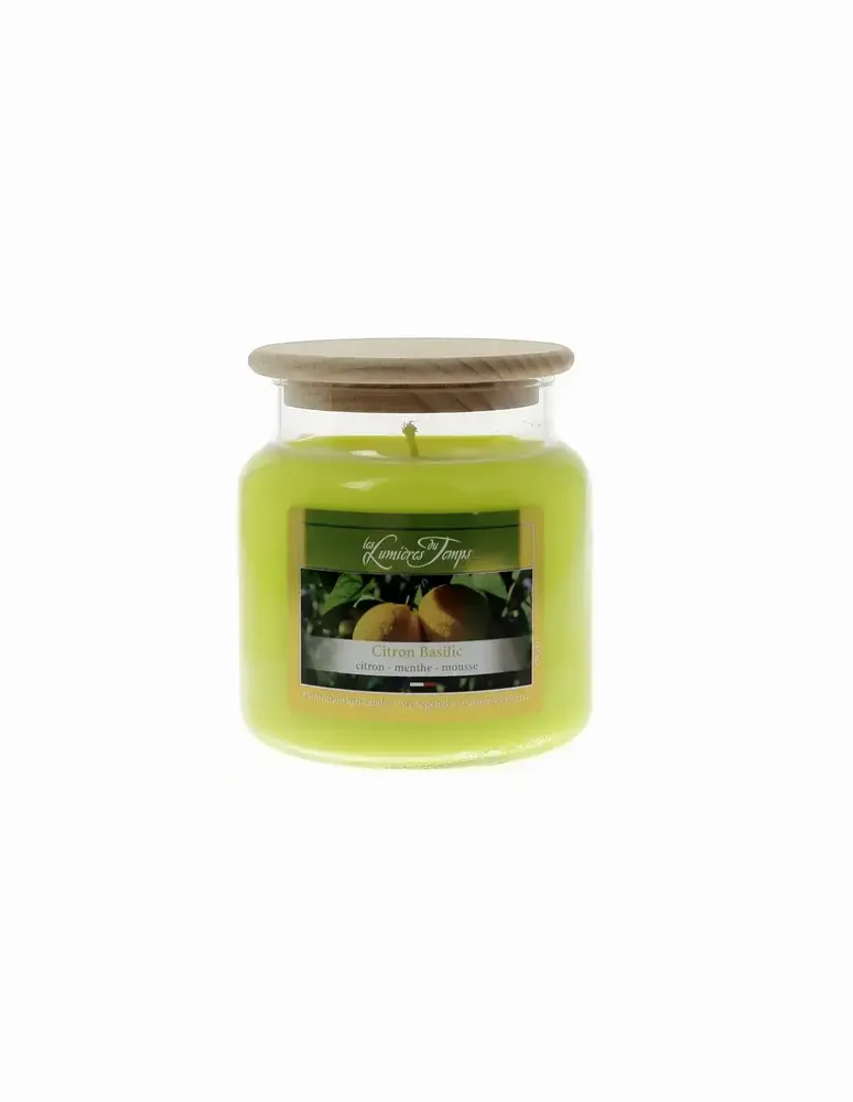 Bougies - Bougie Cire Colorée 430 g Citron Basilic - LES LUMIERES DU TEMPS