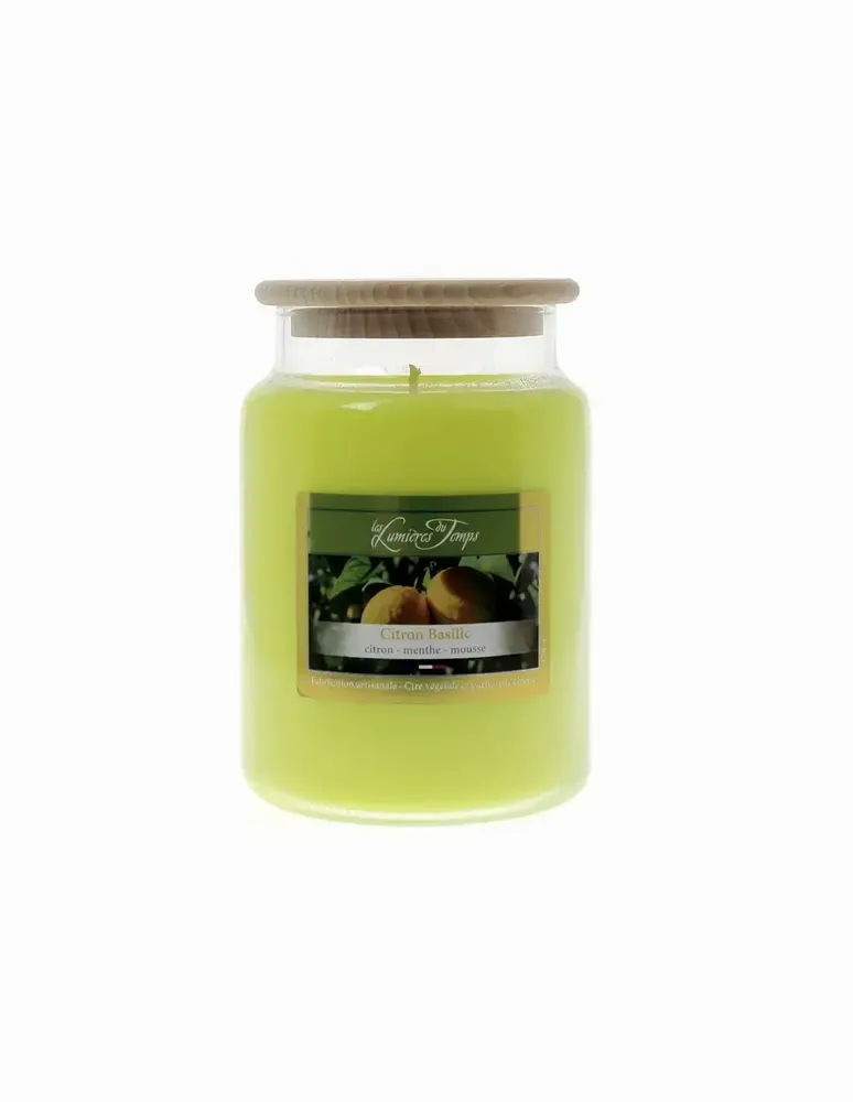 Candles - 670g Lemon Basil Colored Wax Candle - LES LUMIERES DU TEMPS